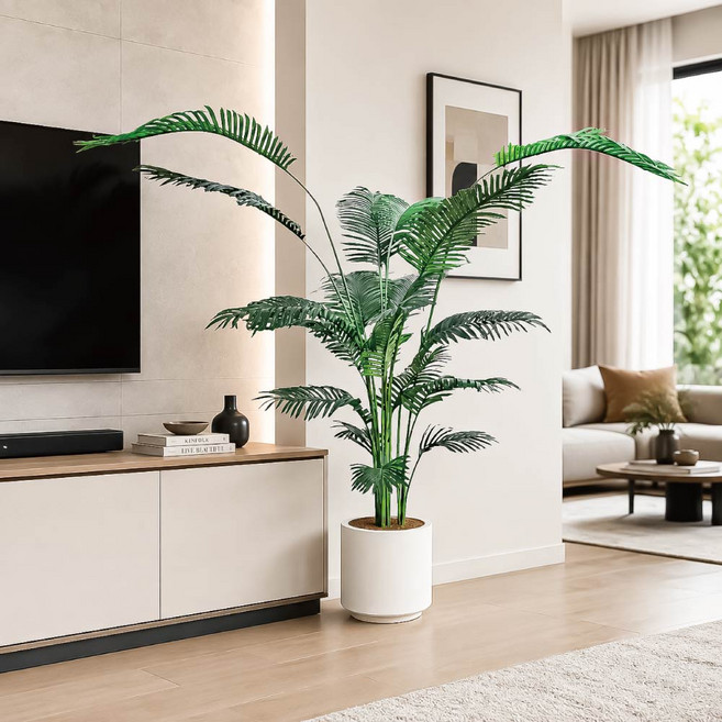 擬真鳳凰尾220公分室內大型仿真植栽, 綠, 1個