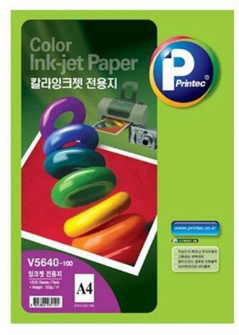 프린텍 컬러잉크젯전용지(V56/108g), V5640/200매/DN1001630