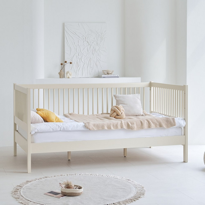 상일리베가구 헤이 원목 데이베드 침대프레임 SS, 화이트워시