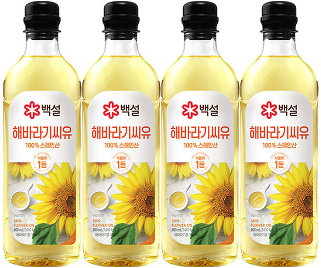 제일제당 백설 해바라기씨유 900ml x4개