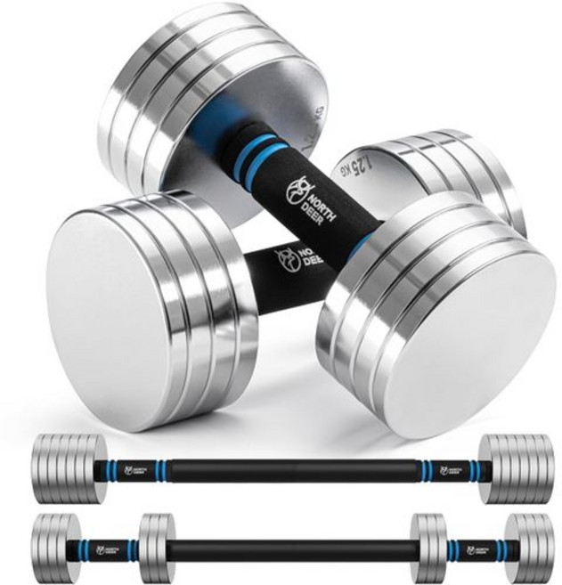 Northdeer 아령 가변식 소형 스틸제 2.5kg 3kg 5kg 5.5kg 7.5kg 8kg 10kg 크롬 도금