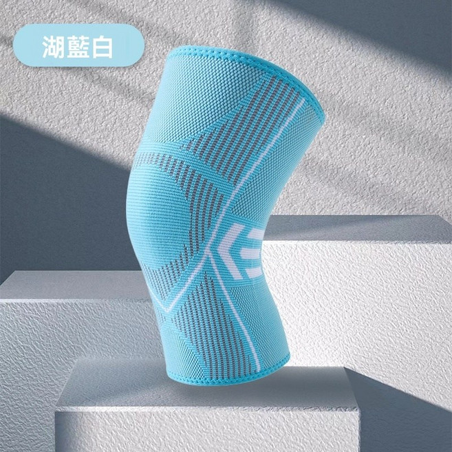硅膠防滑彈力護膝 X8818, 1個, 湖藍白色矽膠防滑條【一雙裝】,XL 適合56-62C
