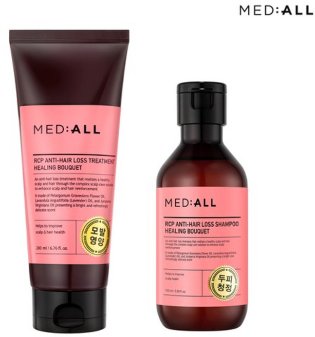 메디올 알시피 안티 로스 탈모완화 힐링부케 샴푸100ml + 트리트먼트 200ml, 1세트