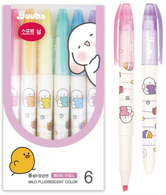 자바 쭈바 베이비 마일드 형광펜 6색 세트, 1개