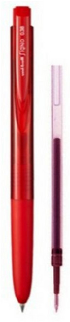 유니볼 시그노 노크식 볼펜 0.38mm UMN-155-38, 레드 1p +리필 1p, 1세트