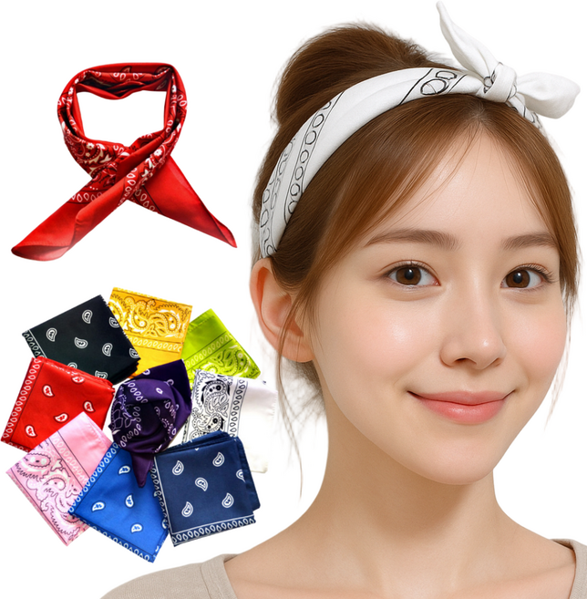 올띵즈원 대형 페이즐리 반다나 헤어밴드 스카프 손수건