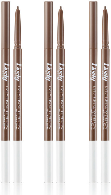 입큰 라이블리 슬림 오토 아이브로우 0.05g, 내추럴브라운, 3개