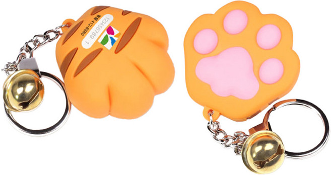 貓掌 橡膠立體造型悠遊卡(鑰匙圈 鈴鐺), 1個, 橘貓 (橘掌粉肉球), 橘貓 (橘掌粉肉球)
