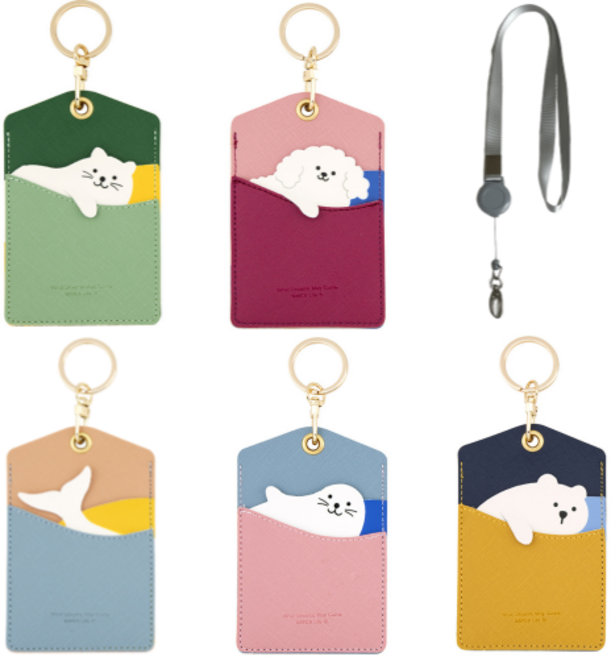 큐앤캐롯 귀여운 애니멀 카드케이스 키링 목걸이