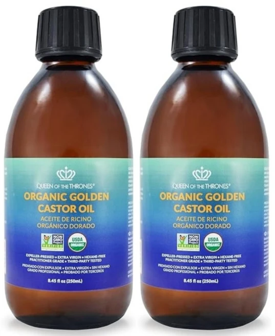 퀸오브드론 엑스트라버진 유기농 골든 피마자 캐스터 오일 250ml 2팩, 2개 - 쿠팡