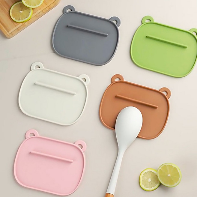 주방 냄비뚜껑 받침대 실리콘 거치대 매트, 1개, 핑크