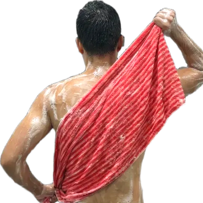 심플린 강력 각질 제거 까칠한 까슬한 시원한 와이드 샤워타월, 레드, 1개, 1개입