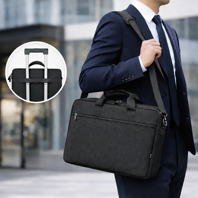 하이어웨일 충격보호 숄더백 노트북 가방, 1개, 블랙