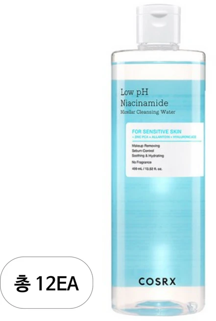 코스알엑스 약산성 나이아신아마이드 미셀라 클렌징 워터, 400ml, 12개 - 쿠팡