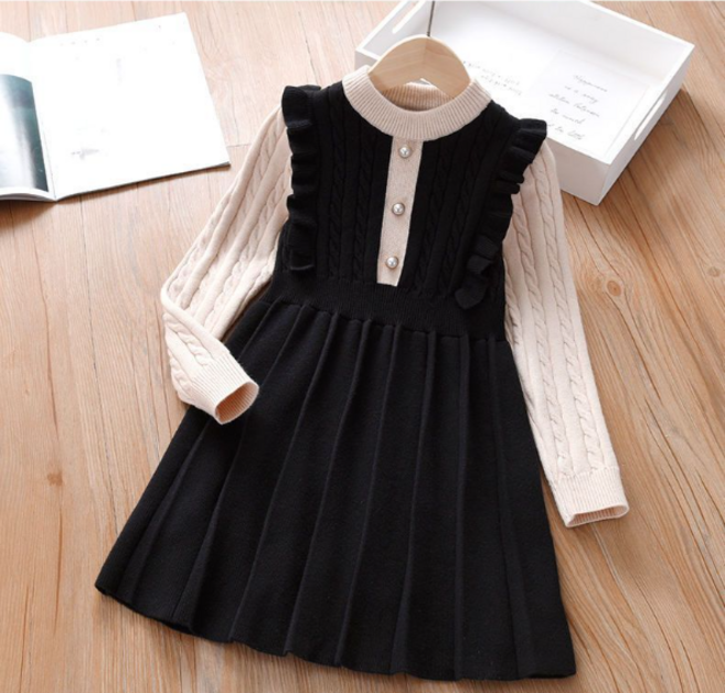 아짱 에블린 니트 프릴 원피스 주니어 여아 초등학생 하객룩 연말룩 콩쿨원피스 소녀프릴니트원피스