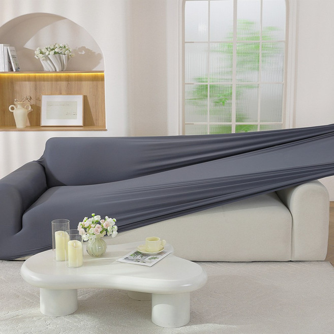 코팅블루 먼지없는 알러지케어 늘어나는 쇼파커버+쿠션커버 세트, 1개, 01.챠콜