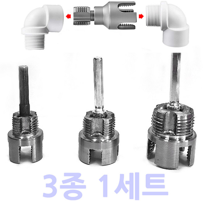 파이프 배관 내외부 겸용 나사탭 가공기 3종 1세트 내부 외부 배관 나사선 가공기 추출기 다이스, 1개