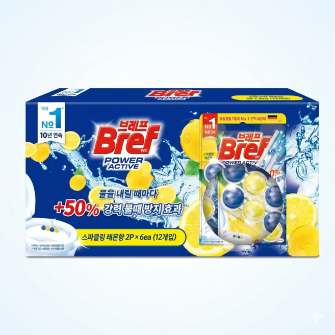 브레프 파워 액티브 변기 세정볼 50g x 12입, 단일옵션