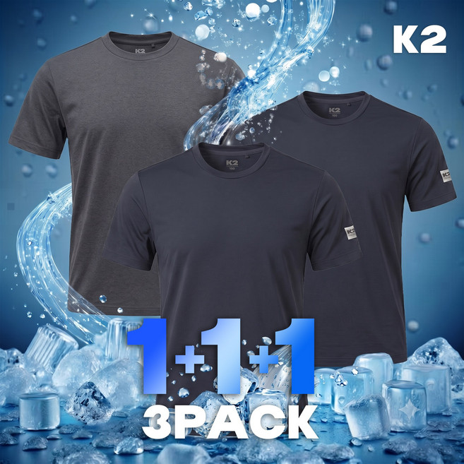 [백화점]K2 반팔티 1+1+1 기능성 냉감 케이투 반팔 티셔츠 3PACK