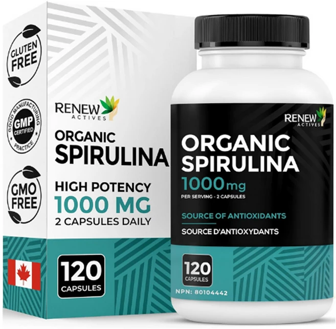 유기농 스피루리나 1000mg 슈퍼푸드 면역강화 힝산화제 캐나다 내수용, 1개, 120정 - 쿠팡