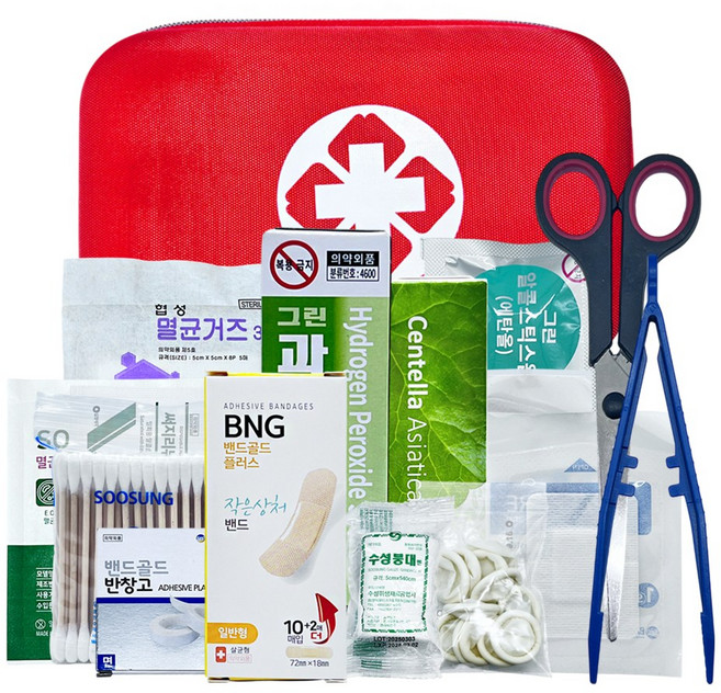 휴대용 하드케이스 구급가방 응급키트 15종 구급함, 1세트