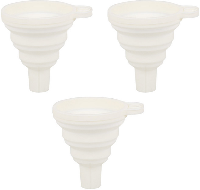 접이식 실리콘 깔때기 주방 깔때기, 3개, 화이트