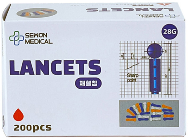 세원 모아 란셋 국산 채혈침 니들 28g, 1개, 200매입