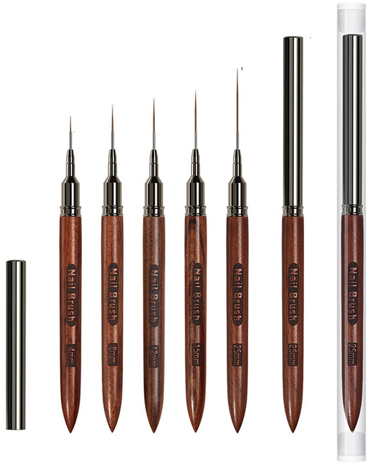 초극세 우드 젤 네일 아트 브러쉬 5종 세트 세필붓 라이너 라인 브러쉬, 1세트