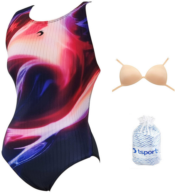 TS스포츠 여성 실내 원피스 수영복 24088(브라컵 방수가방 포함)