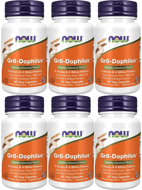 나우푸드 Gr8 도필러스 40억 CFU 유산균 베지캡슐, 60정, 6개 - 쿠팡