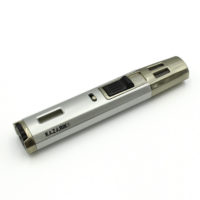 카자리코 캠핑토치 가스토치 소형토치 미니 토치라이터 아웃도어 요리 숯불 피우기 12.4 * 2.4cm, 실버, 1개