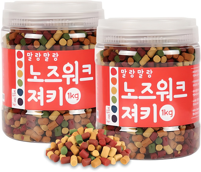 킵펫 강아지 말랑말랑 노즈워크 져키, 혼합맛(황태/연어/치즈/참치/오리), 1kg, 2개