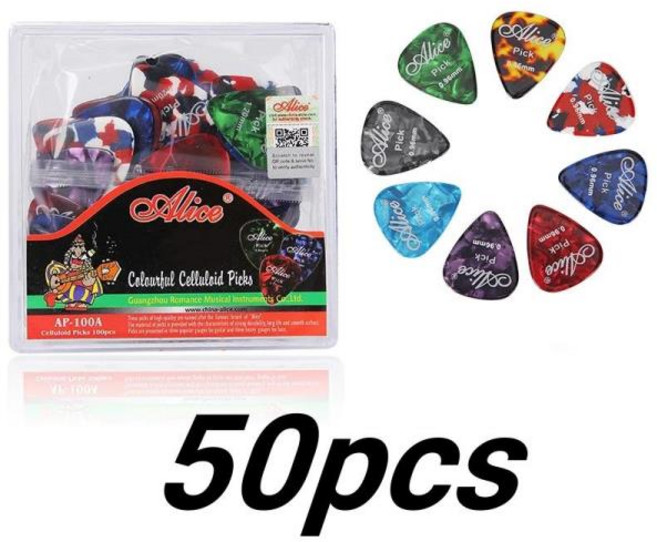 앨리스 셀룰로이드 기타 픽 플렉트럼 매개자 혼합 색상 액세서리 0.46 0.71 1.2mm 50 개, 01 50pcs 0.46 mm_01 No Box