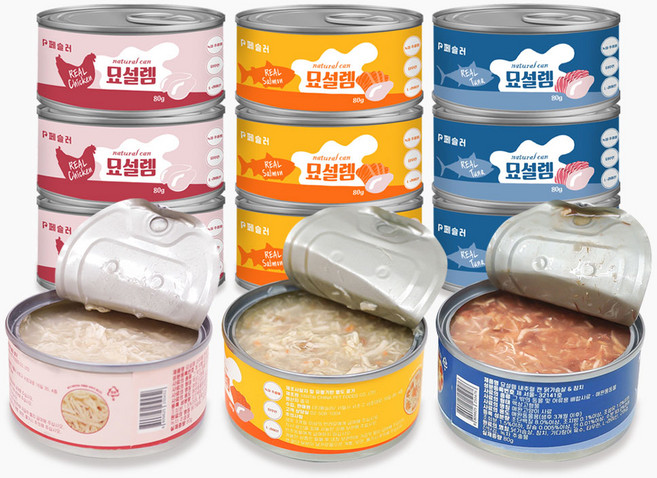 페슬러 묘설렘 내추럴 캔 80g x 12캔 고양이 주식 캔, 12개