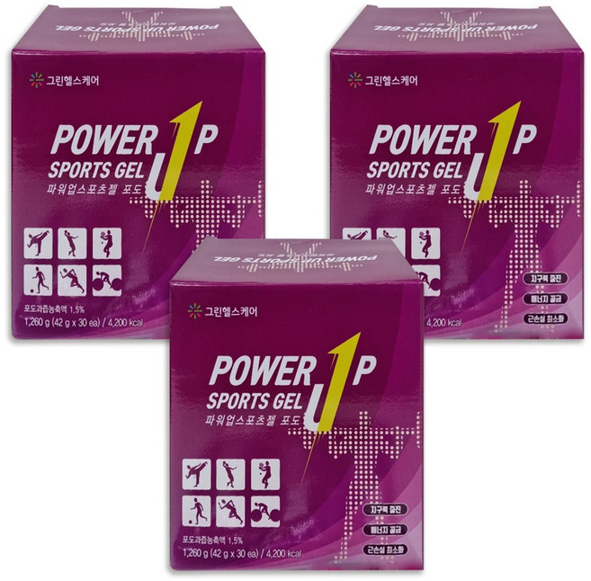 GHC 프리워크아웃 류신 BCAA 파워업 스포츠젤, 42g, 3개