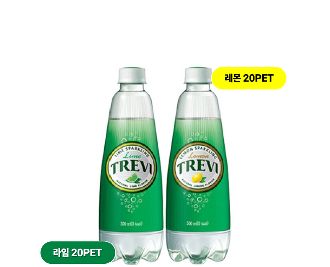 [대용량 탄산수]청량함이 다른 "트레비 레몬 300ml 20펫 + 라임 300ml 20펫" 총 40PET, 40개