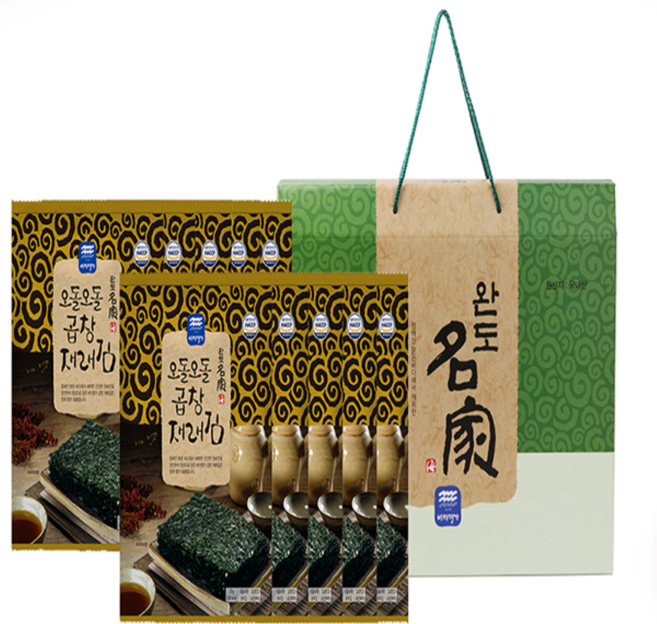완도산 고급 원초 오돌오돌 곱창 재래김 조미김 선물세트 (5매 10봉 1박스), 1박스