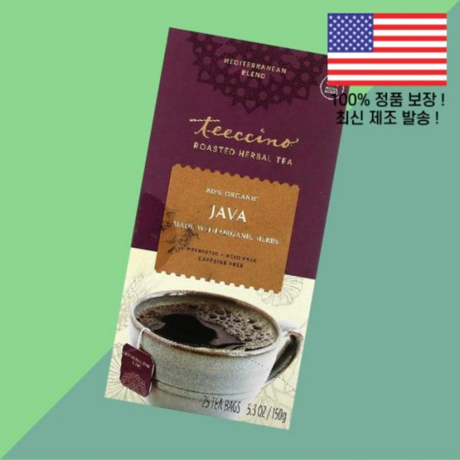 티치노 볶은 허브티 자바 카페인 프리 티백 25개 5.3온스 150g Teeccino Roasted Herbal Tea Java Caffeine Free 25 Bags 5.3o