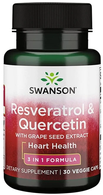 스완슨 레스베라트롤 & 퀘르세틴 위드 그레이프 씨드 추출물 30 베지캡슐, 30정, 1개 - 쿠팡