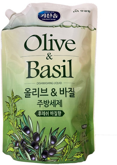 키친솝 올리브 & 바질 친환경 주방세제, 1.2L, 1개