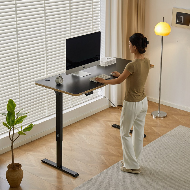 아우스 원목 FJ03 간편조립 전동 모션데스크 전동책상 높낮이조절책상 스탠딩책상 1000 1200 1400 1600, 블랙 상판+블랙 프레임