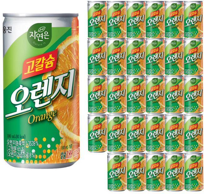 자연은 고칼슘 오렌지주스, 180ml, 30개