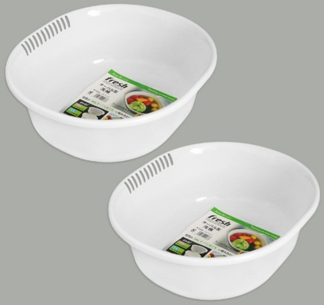 사나다 후레쉬 타원볼(D-5550) 화이트 일본 타원 설거지통 설거지대야 그릇 식기 건조, 2개