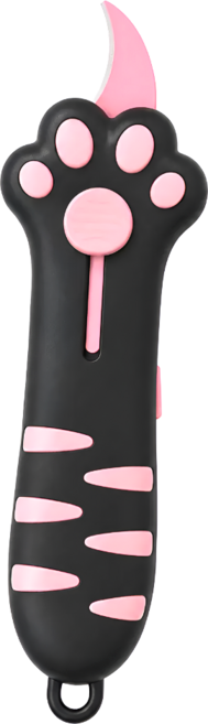 일상채움 고양이 박스 커터칼 택배칼 언박싱 테이프커터, 1개, 블랙