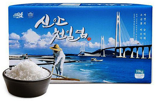 신안군 1등급 천일염 간수 뺀 천일염전1호박사인증 BOX포장 선물용 5년 묵은소금, 10kg, 1개