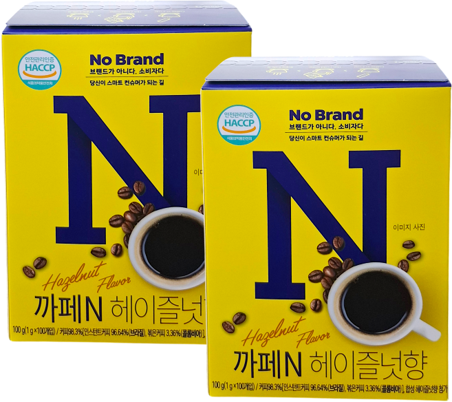 노브랜드 까페N 헤이즐넛향, 2개, 1g, 100개입, 1g
