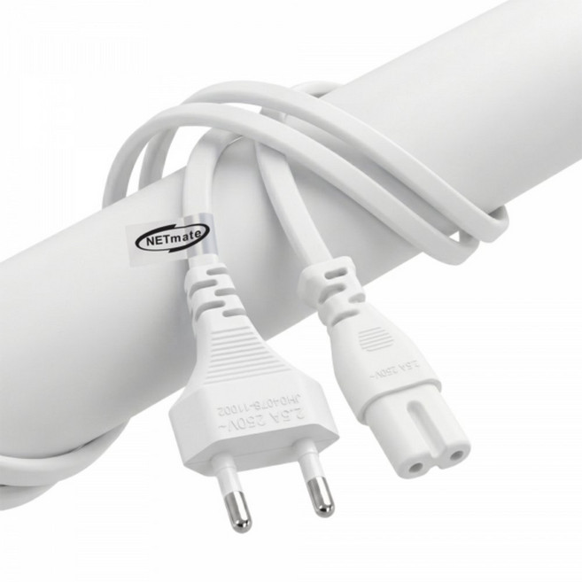 국산KC 화이트 8자 일자 전원 케이블 60cm 220v AC 2구 노트북 오디오 마샬 스피커 0.6M 파워 코드 전기 선