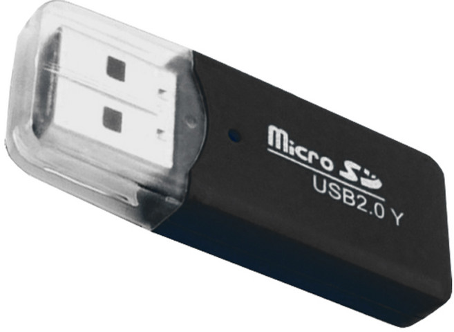 체리스팟 CS-UM1 USB 2.0 멀티 카드리더기 TF 마이크로SD 지원, 1개, 블랙