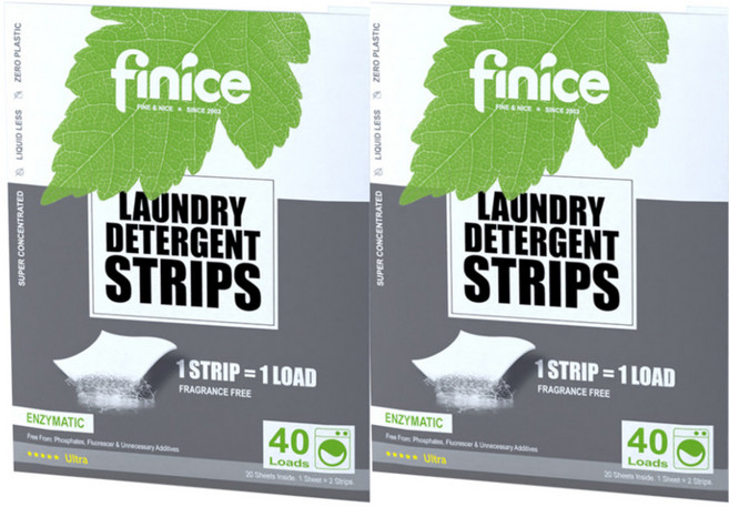 피니스 고농축 간편한 종이 시트 세탁 세제 20매입 2개, 40개입