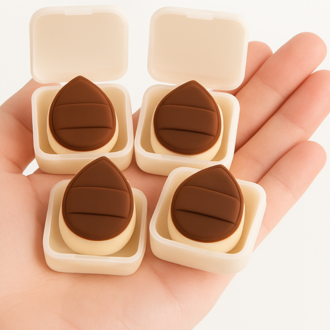 미니 아기궁둥이퍼프 개별포장 쿠션 스펀지 손가락 핑거 블러셔 퍼프, 4개